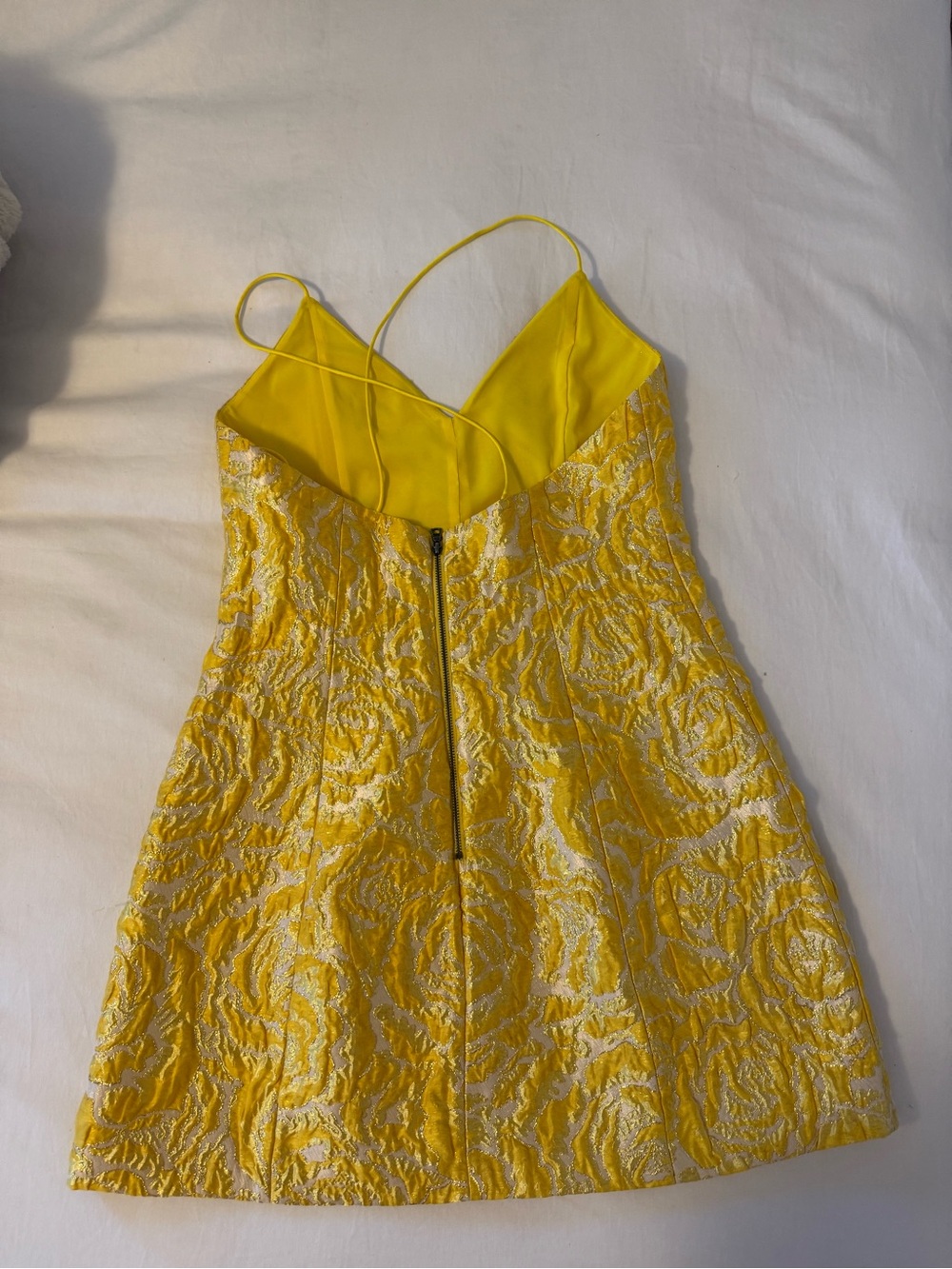 Alice and Olivia Tayla Mini Dress Yellow Gold - Picture 3 of 4